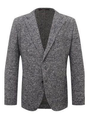 Хлопковый шерстяной пиджак Windsor серый