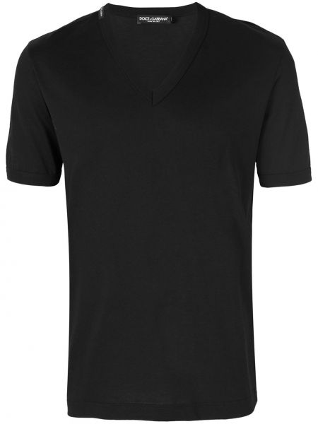 Тениска с v-образно деколте Dolce & Gabbana черно