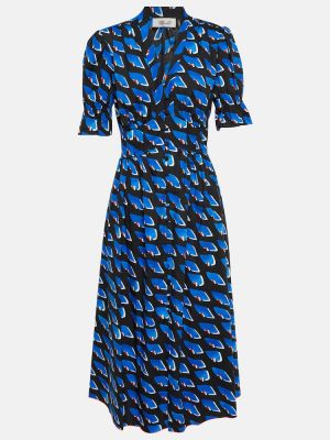 Bavlněné midi šaty s potiskem Diane Von Furstenberg - černá
