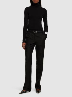 Bavlněné rovné kalhoty Moschino černé