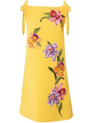 Obleka brez rokavov s cvetličnim vzorcem Carolina Herrera rumena