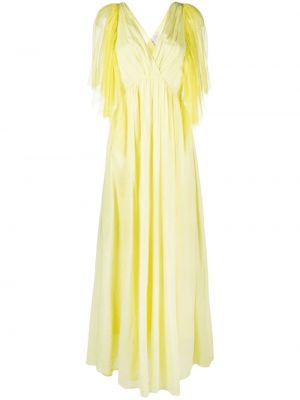Plisované tylové dlouhé šaty Forte Forte žltá
