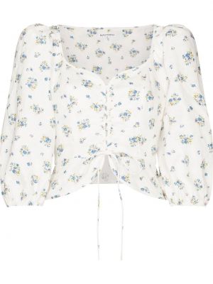 Trykt floral kort bluse Reformation hvit