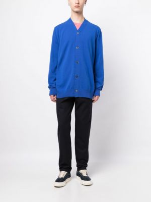 Vlněný kardigan s výstřihem do v Comme Des Garçons Shirt modrý