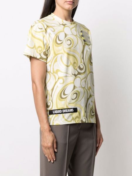 Koszulka z nadrukiem w abstrakcyjne wzory Raf Simons żółta