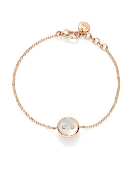 Rozā zelta punktotas rokassprādze ar pērļu Pomellato