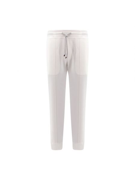 Spodnie sportowe bawełniane Brunello Cucinelli białe