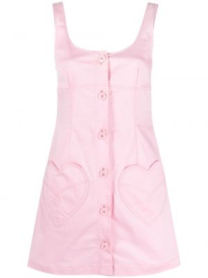Βαμβακερή μίντι φόρεμα με μοτίβο καρδιά Moschino Jeans ροζ
