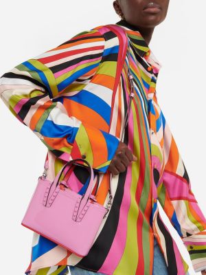 Kožna shopper torbica od lakirane kože Christian Louboutin ružičasta