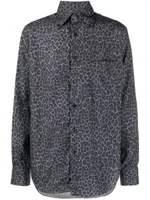 Košeľa s potlačou s leopardím vzorom Tom Ford sivá
