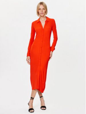 Sukienka koszulowa Calvin Klein pomarańczowa