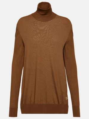 Jersey cuello alto de cachemir con cuello alto de tela jersey Dolce&gabbana marrón