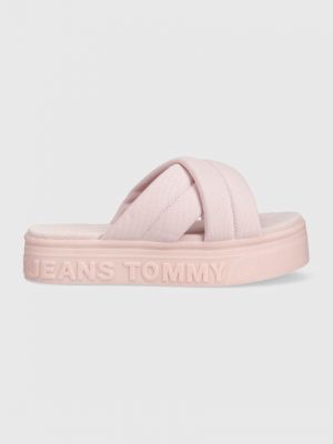 Чехли на платформе Tommy Jeans розово