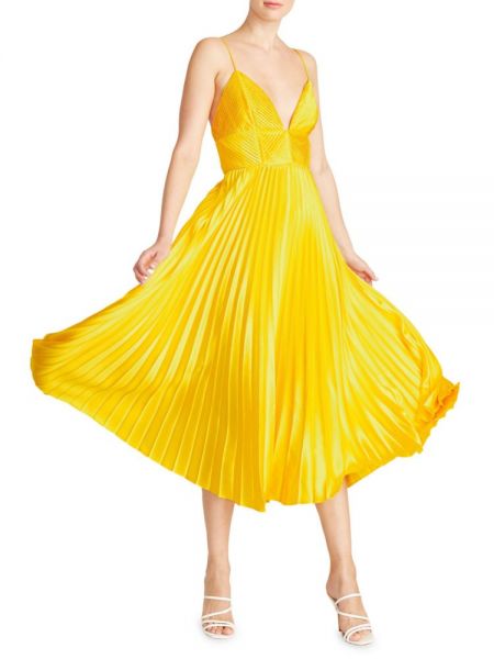 Плиссированное платье миди Amur желтое