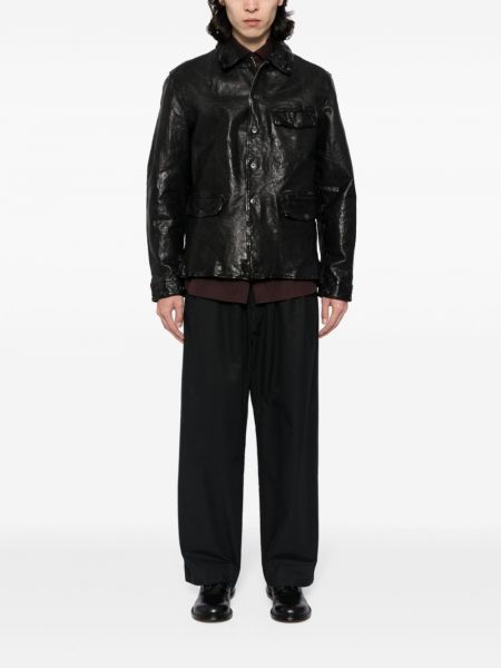 Kožená bunda Yohji Yamamoto černá