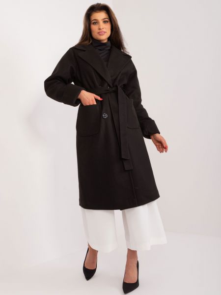 Кашмирено палто Fashionhunters черно