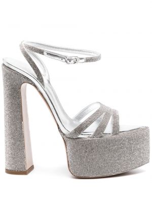 Sandały na platformie z kryształkami Le Silla srebrne