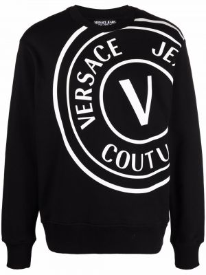 Raštuotas džemperis apvaliu kaklu Versace Jeans Couture juoda