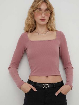 Majica z dolgimi rokavi z dolgimi rokavi Hollister Co. roza
