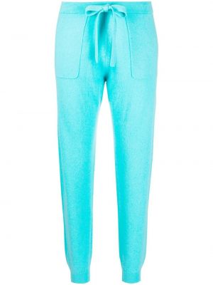 Pletené kašmírové vlněné kalhoty Allude modré