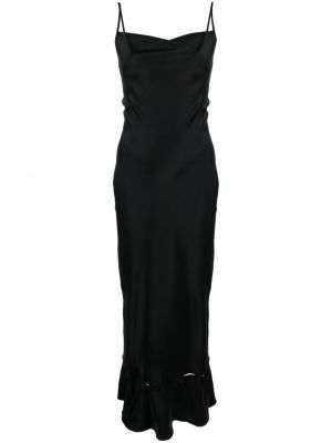 Černé saténové koktejlové šaty Nanushka
