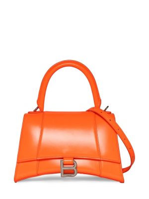 Kožená kabelka Balenciaga oranžová