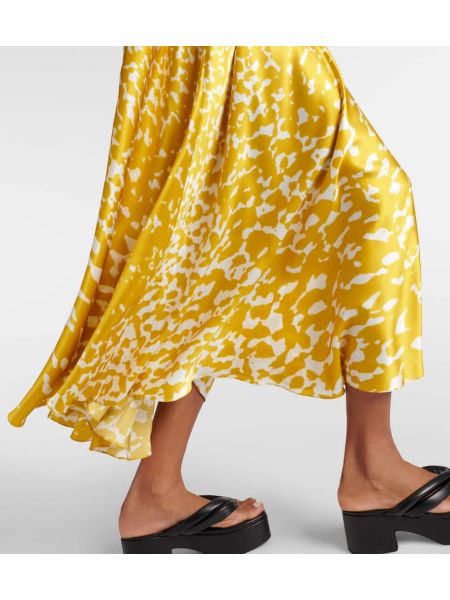 Jedwabna długa spódnica z nadrukiem Roksanda żółta