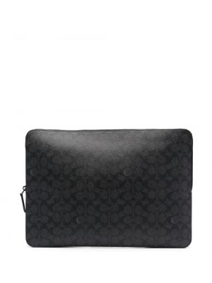 Kožená taška na notebook Coach černá