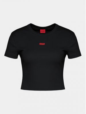Slim fit tričko Hugo černé
