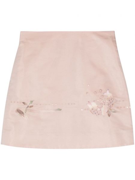 Květinové hedvábné trapézová sukně Shiatzy Chen růžové