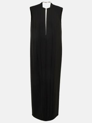 Plisované vlněné dlouhé šaty Sportmax černé