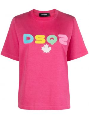 Raštuotas medvilninis marškinėliai Dsquared2 rožinė