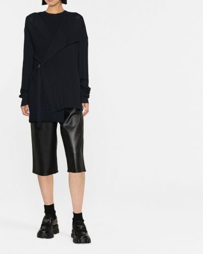 Sweter z dekoltem w serek asymetryczny Yohji Yamamoto czarny