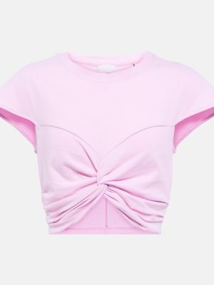Pamučni crop top od jersey Isabel Marant ružičasta