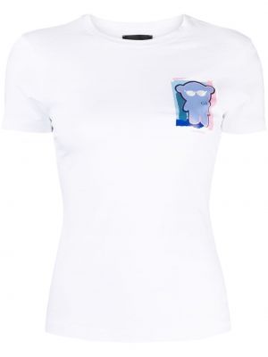 Pamut póló nyomtatás Emporio Armani - fehér