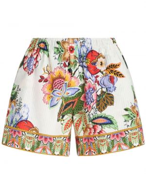 Shorts en coton à fleurs à imprimé Etro blanc