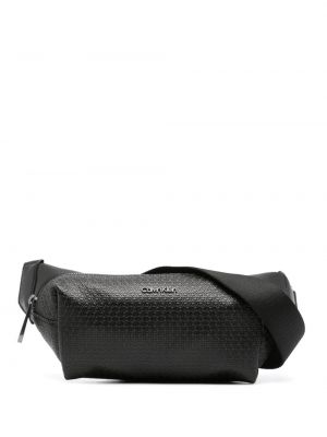 Usnjena torba za okrog pasu Calvin Klein črna