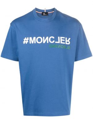 Bavlnené tričko s potlačou Moncler Grenoble modrá