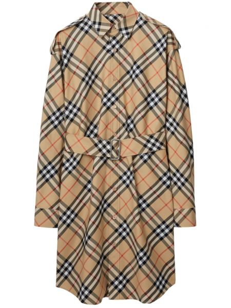 Bombažna srajčna obleka s karirastim vzorcem Burberry