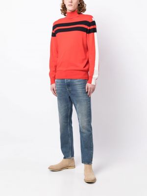 Sweter w paski z nadrukiem N.peal czerwony