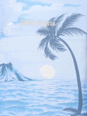 Ľanová košeľa Palm Angels modrá