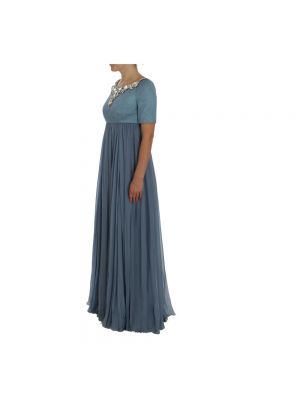Jedwabna sukienka długa z kryształkami Dolce & Gabbana Pre-owned niebieska