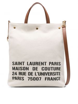 Τσάντα shopper Saint Laurent μπεζ
