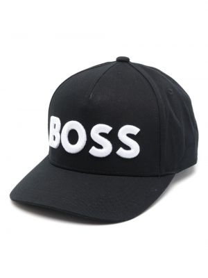 Șapcă cu broderie din bumbac Boss negru