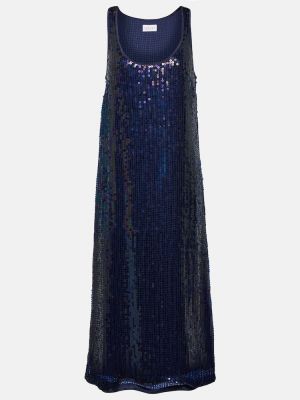 Robe mi-longue à paillettes en velours Velvet bleu