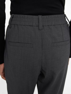 Pantaloni dritti a vita alta di lana Brunello Cucinelli grigio