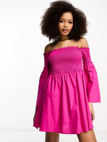 Хлопковое платье мини French Connection розовое
