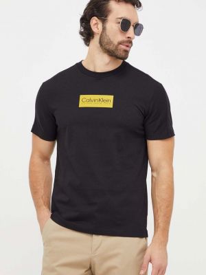Тениска с дълъг ръкав с апликация Calvin Klein черно