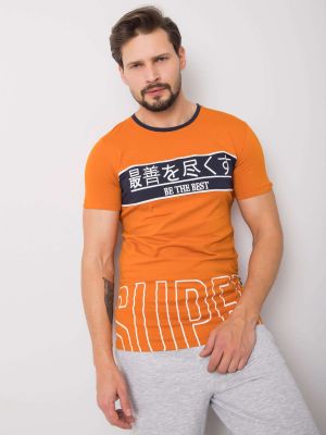 Памучна тениска Fashionhunters оранжево