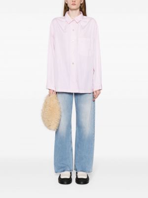 Raštuota dryžuota medvilninė marškiniai Chanel Pre-owned rožinė